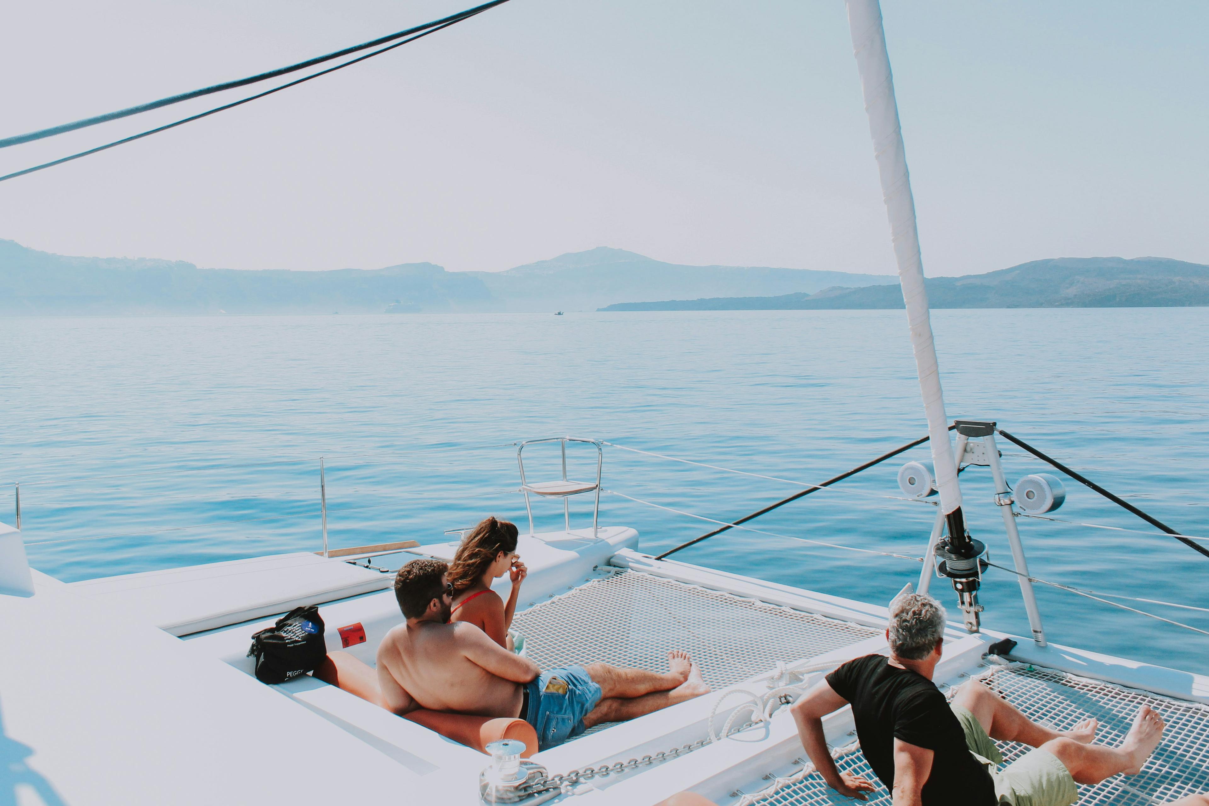 Friends sailing on a yacht